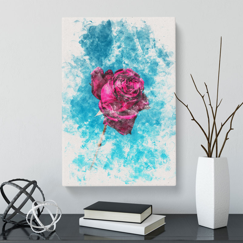 Fuscia Pink Dying Rose - Wrapped Canvas, 91cm H x 60cm W x 3cm D