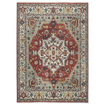 Tapis Oushak rouille en laine noué à la main 10 pi 2 po x 13 pi 10 po