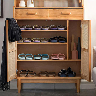 Modern Burlywood Solid wood Shoe Storage