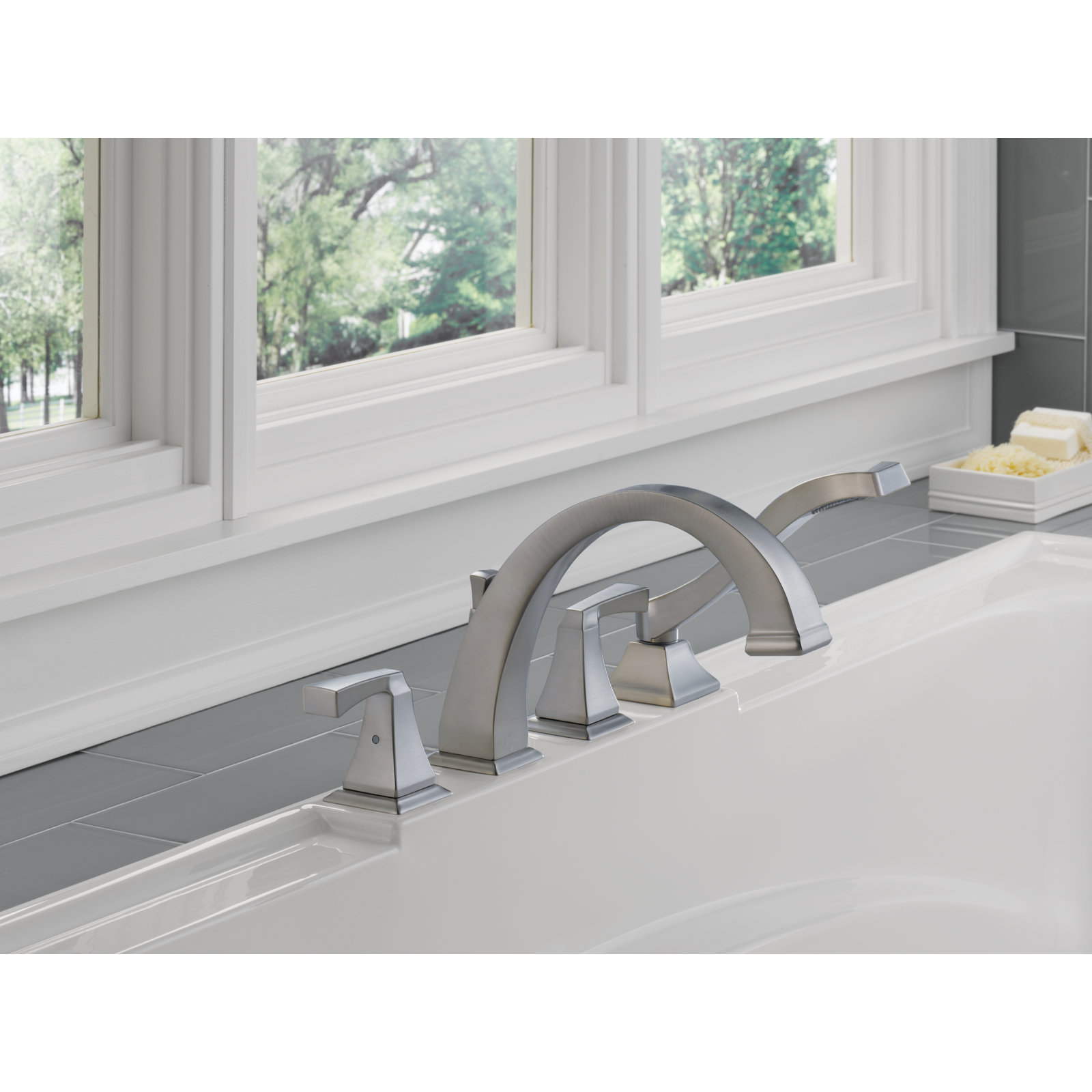 Dryden Deck-Mounted Roman Tub Faucet, Brilliance Stainless