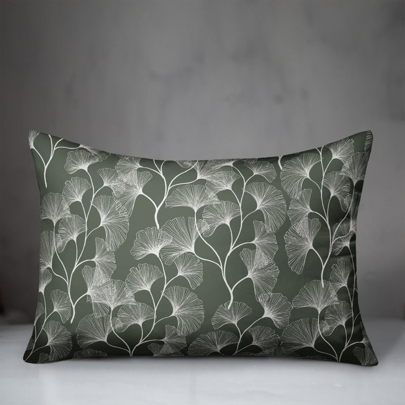  Coussin décoratif floral intérieur / extérieur en polyester, H 18 po x l 25 po, Sauge
