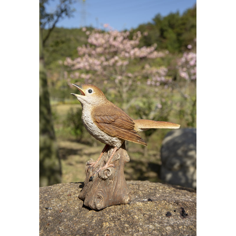 Brown Resin Motion Activated Singing Nightingale Statue