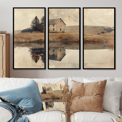 Brown American Farm Landscape III - Farm Wall Art Print Set