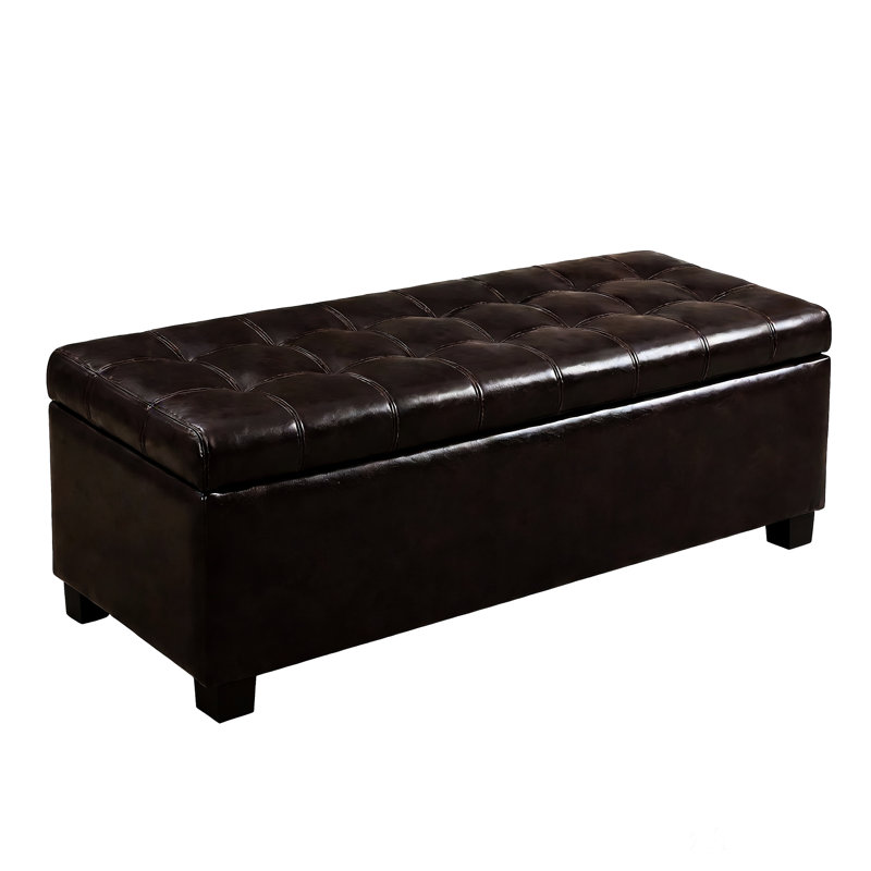 Rangement brun de 51,22 pouces pour la chambre avec une charge de 300 lb, de la mousse haute densité et pour les couvertures, des charnières de banc multifonctionnelles, du bois massif et du cuir synthétique utilisé comme siège supplémentaire