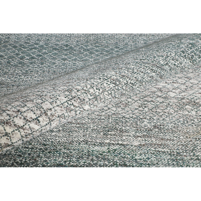 Tapis vert et sable noué à la main de haute qualité, Rectangulaire 9 pi 11 po x 13 pi 10 po