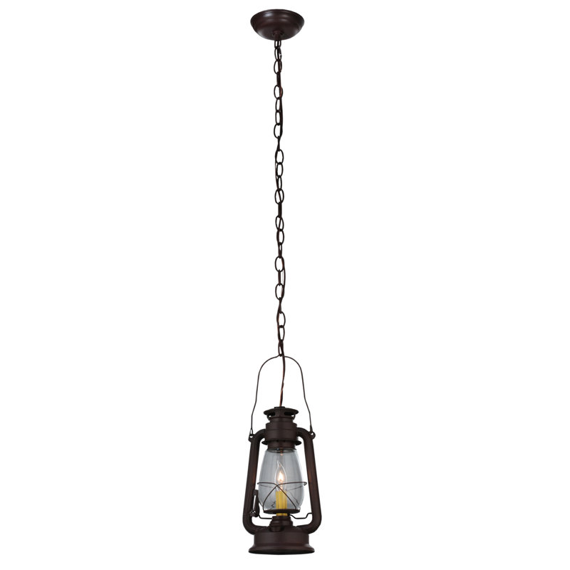 Mahogany Bronze Mini Pendant Lantern with Clear Glass Shade