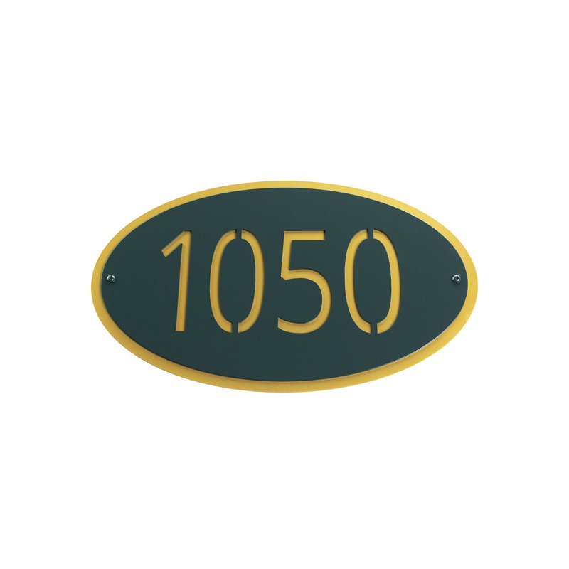 Plaque d'adresse sur 2 lignes, Or / vert chasseur