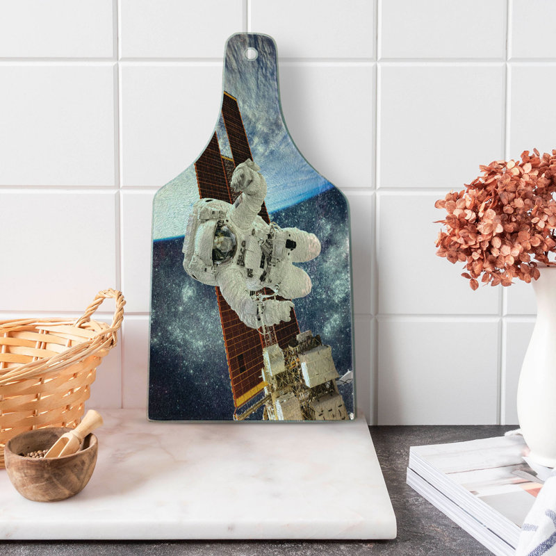Ambesonne Outer Space Tempered Glass Cutting Board Gravity Astronaut Multicolor