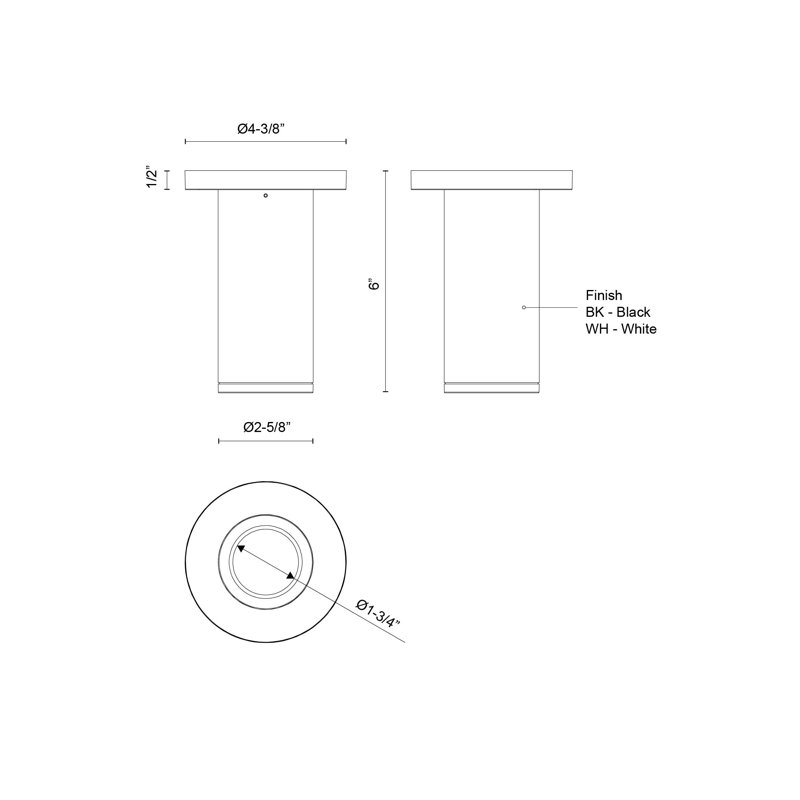 6" H x 4.38" W x 4.38" D, Black, 8 W