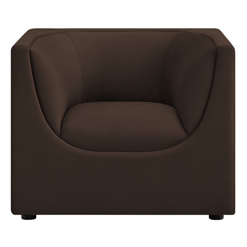 Fauteuil en velours brun foncé Dunkley, Chocolate Brown
