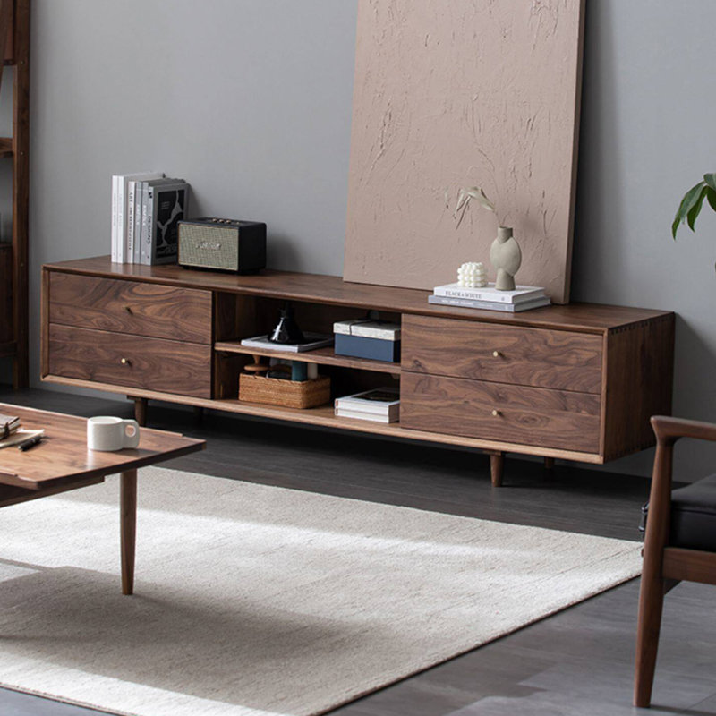 Meuble télé simple en noyer, H 20,07 po x L 82,67 po x l 17,71 po