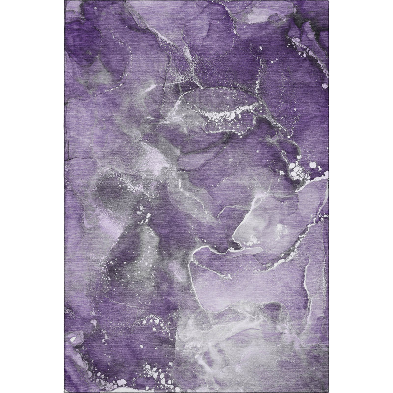 Tapis mauve Premium lavable à la machine Cerrito AMF518, Rectangle 8 pi x 10 pi