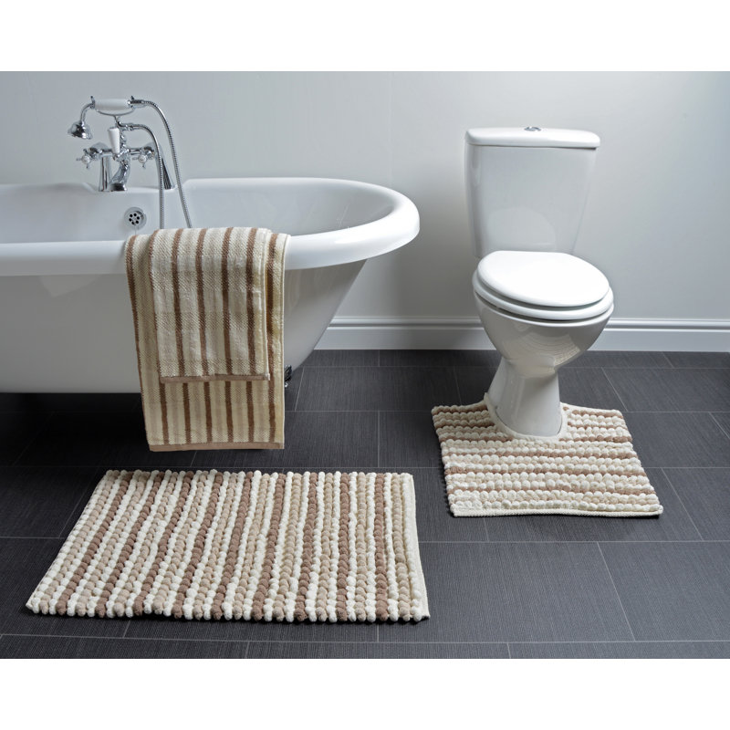 Mikayel Striped Chunky Bobble Pedestal Mat, Naturals