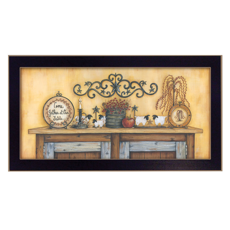 "Come Gather At Our Table" By Mary June, Printed Wall Art, Ready To Hang Framed Poster, Black Frame