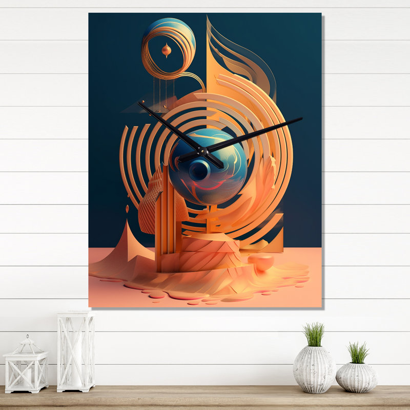 Futur minimalisme géométrie de la sensibilisation II - horloge murale moderne géométrique, H 32 po x l 24 po x P 1 po