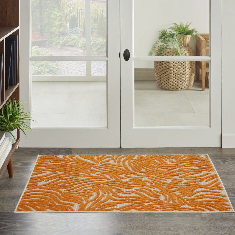 Tapis orange à rayures Newton, Rectangle 2 pi 8 po x 4 pi