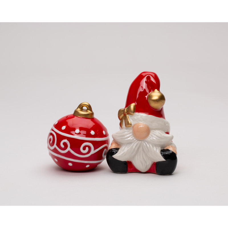 Santa Gnome With Ornament Salt And Pepper