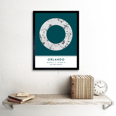 Orlando City Map Orlando Florida United States City Map - Single Picture Frame Typography