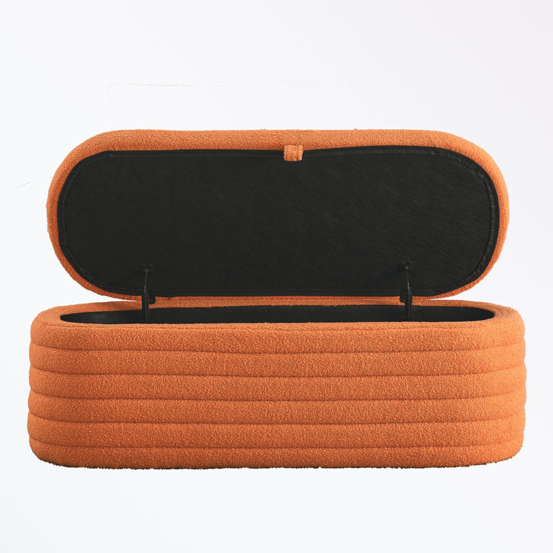 Banc de rangement avec repose-pieds 45,5 pouces, Orange
