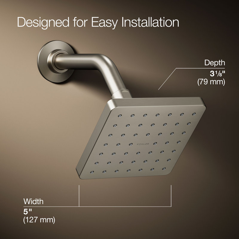 Parallel Single-Function Square Showerhead, Shower Head with One Spray, 2.5 GPM, Vibrant Brushed Nickel