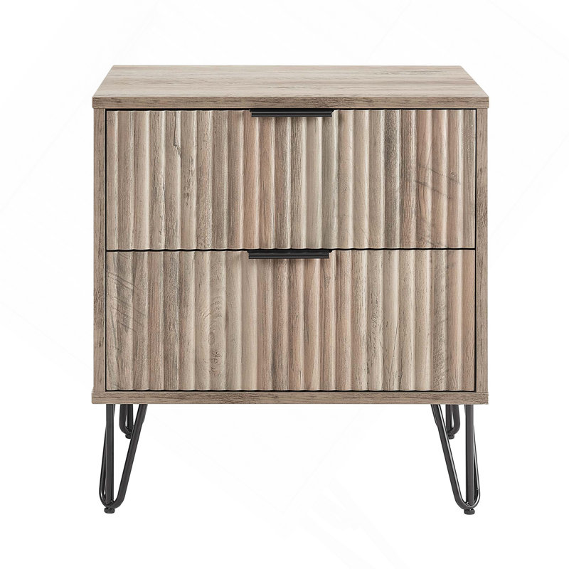 Table de chevet 2 tiroirs Dumbo, Gris rustique
