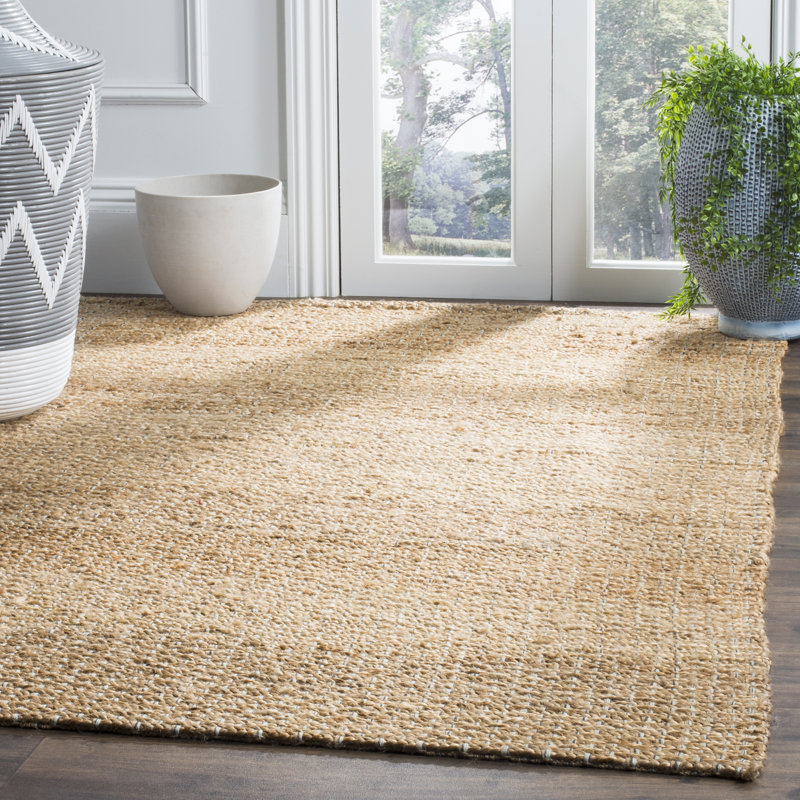 Debroh Natural Fiber Hand Woven Jute Solid Color Rug, Rectangle 4' x 6'