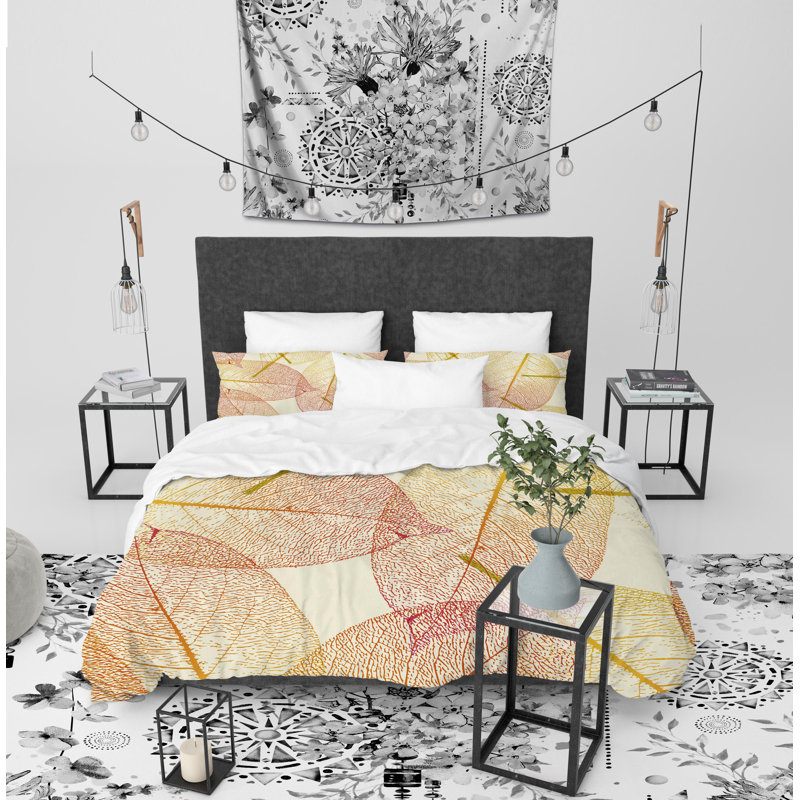 Autumn Leaves Polyester Comforter, King Comforter + 2 King Pillowcases