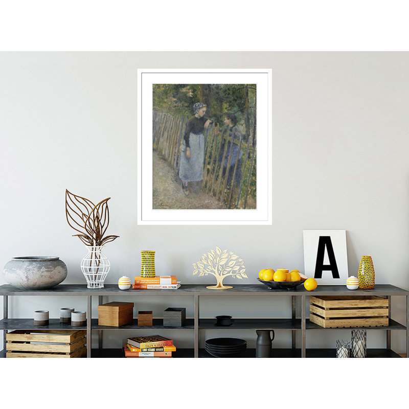 «Conversation» par Camille Pissarro, impression giclée sur cadre, H 38,89 po x l 33,5 po