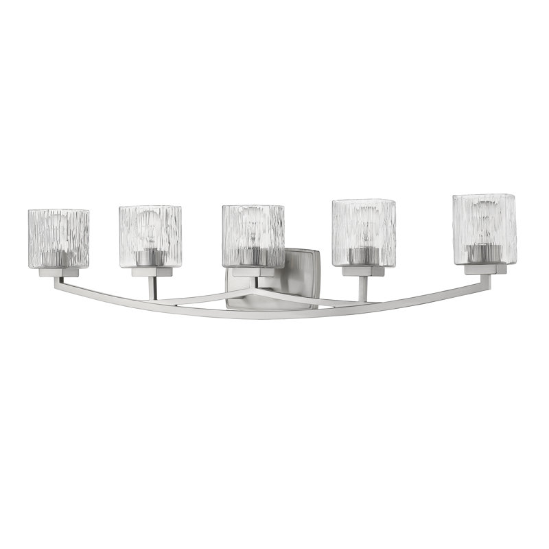 Vandoren 5-Light Dimmable Vanity Light with Chiseled Glass Shades , Brushed Nickel