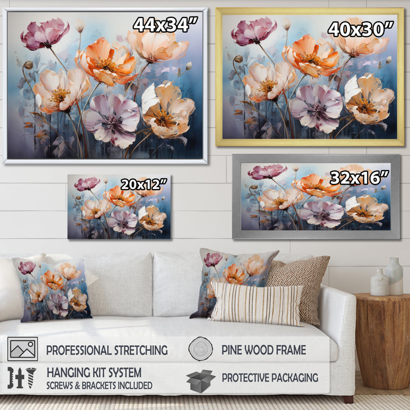 Mauve tulipes mauves - impression, H 30 po x l 40 po x P 1,5 po, Cadre flottant doré