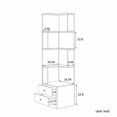 Bibliothèque d'angle avec tiroirs, bibliothèque d'angle à 4 niveaux avec déflecteur, présentoir autoportant en forme de L avec lumières à DEL pour le bureau à domicile, le salon, la chambre à coucher et la cuisine