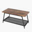 Table basse à 2 niveaux, table basse industrielle avec tablette en filet