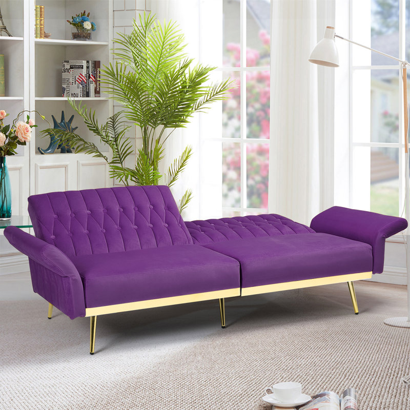 Somiya Upholstered 70'' Sleeper Sofa, Purple Velvet