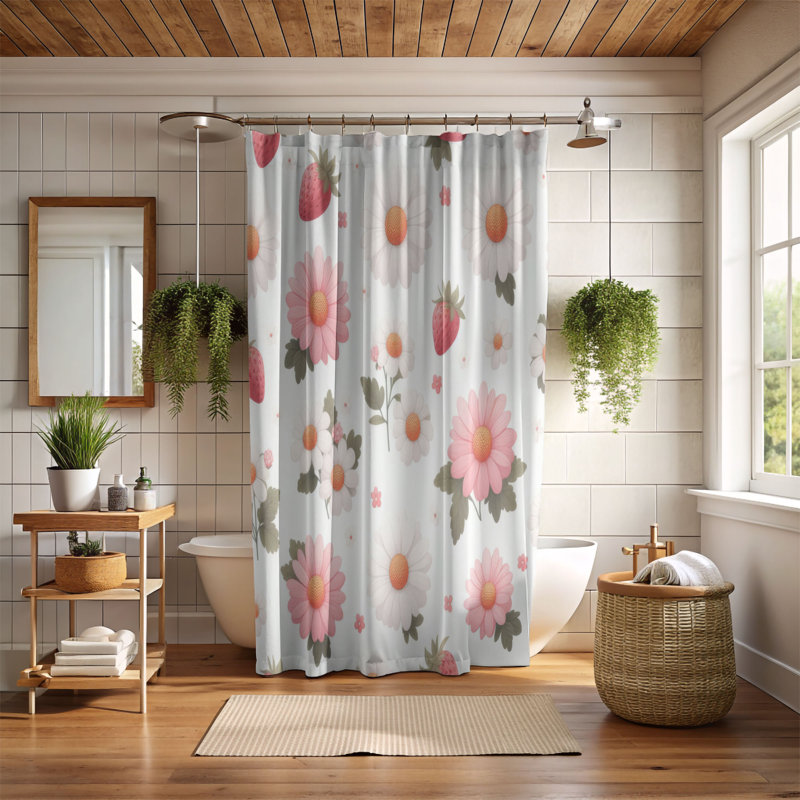 Rideau de douche 1 pièce Sweet Daisy Berries, H 74 po x l 71 po