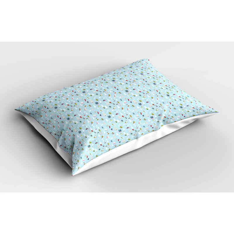 Winter Ski Resort Blue Multicolor Microfiber Pillow Shams, 2 Pack