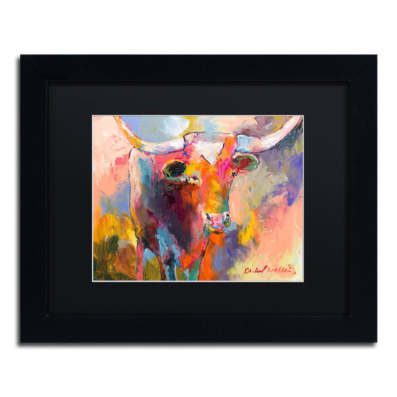 « boeuf », impression sur toile, Cadre noir, Noir, H 11 po x l 14 po x P 0,5 po