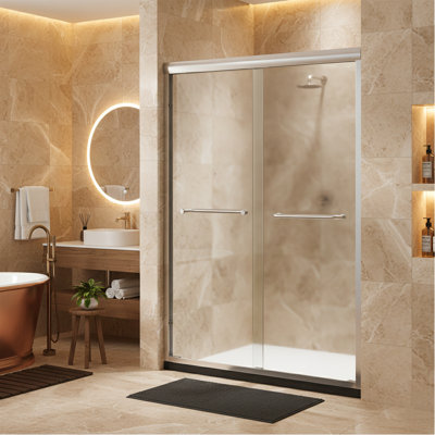 Double porte de douche coulissante encadrée avec verre trempé de 8 mm et certifiée Sgcc