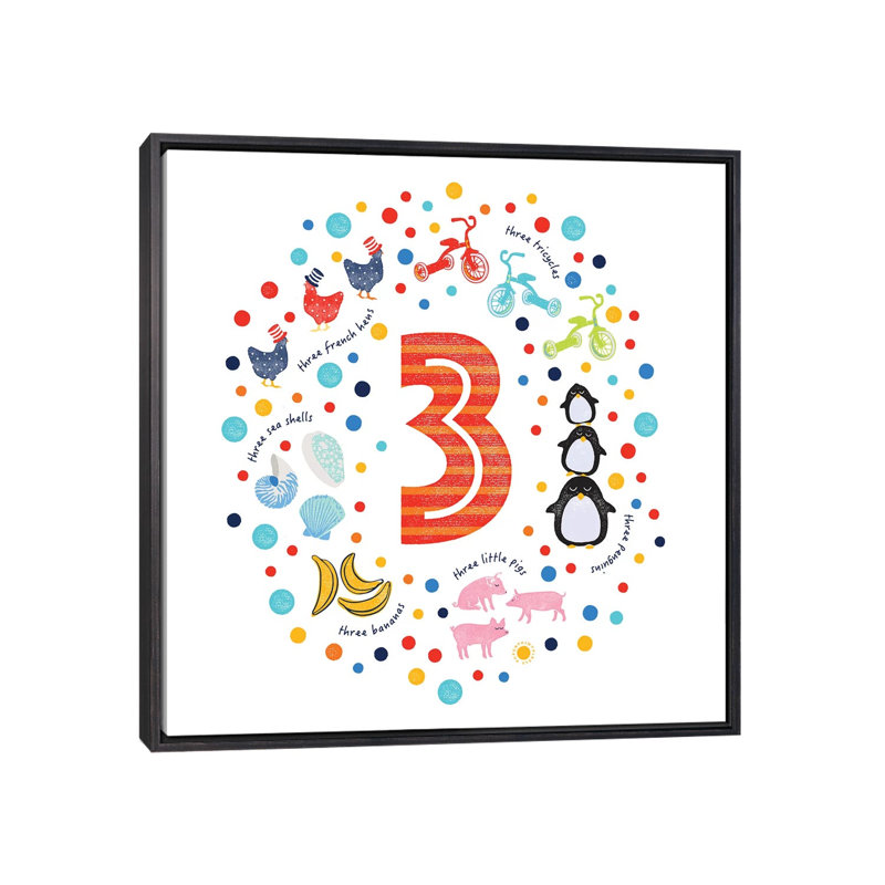 3 - Impression d'art graphique, Pas de tapis, Toile avec cadre noir patiné, H 18 po x l 18 po x 1,5 po