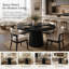 Table de salle à manger ronde Brathwaite 120 cm (47,24 po) pour 4 personnes, style ferme moderne, en MDF avec pied central cannelé.-1292909155