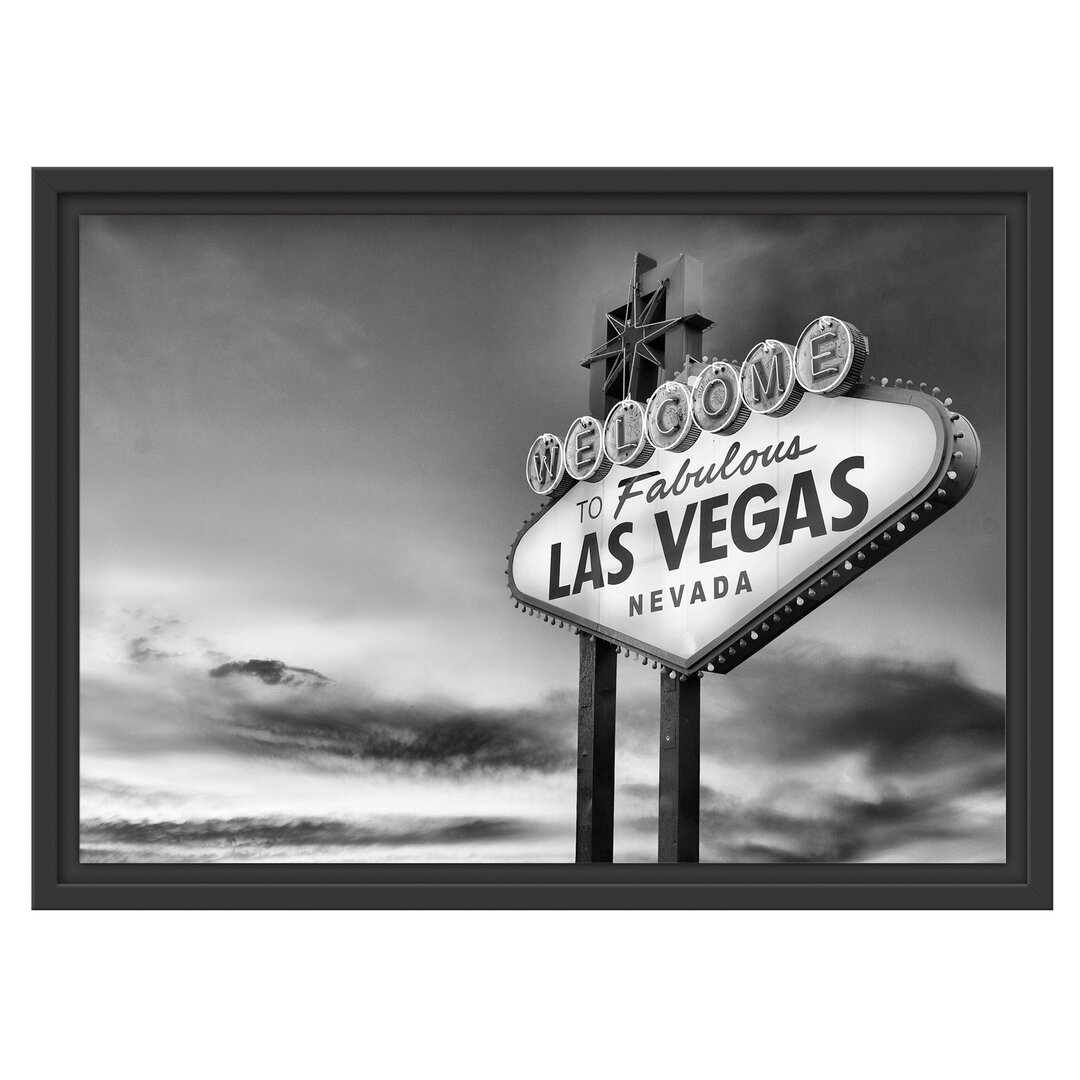 Gerahmtes Wandbild Las Vegas Schild in der DÃ¤mmerung