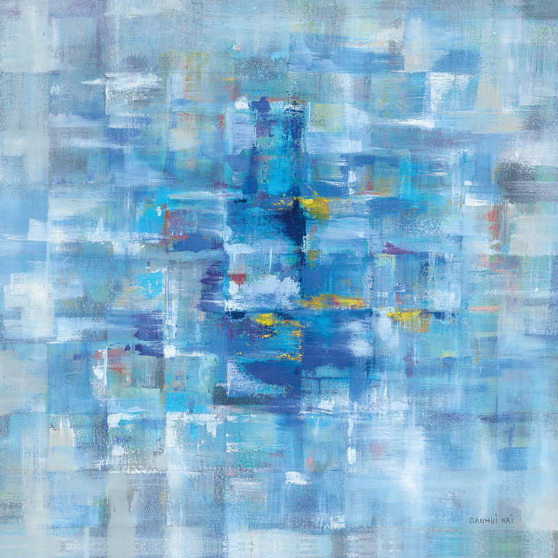 Abstract Squares Blue by Danhui Nai - Wrapped Canvas Painting, 51cm H x 51cm W