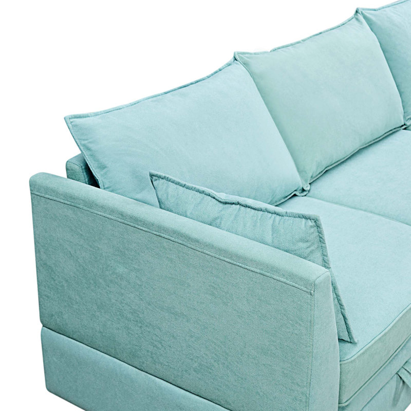 Canapé modulaire Kaljo, 100 % lin vert clair