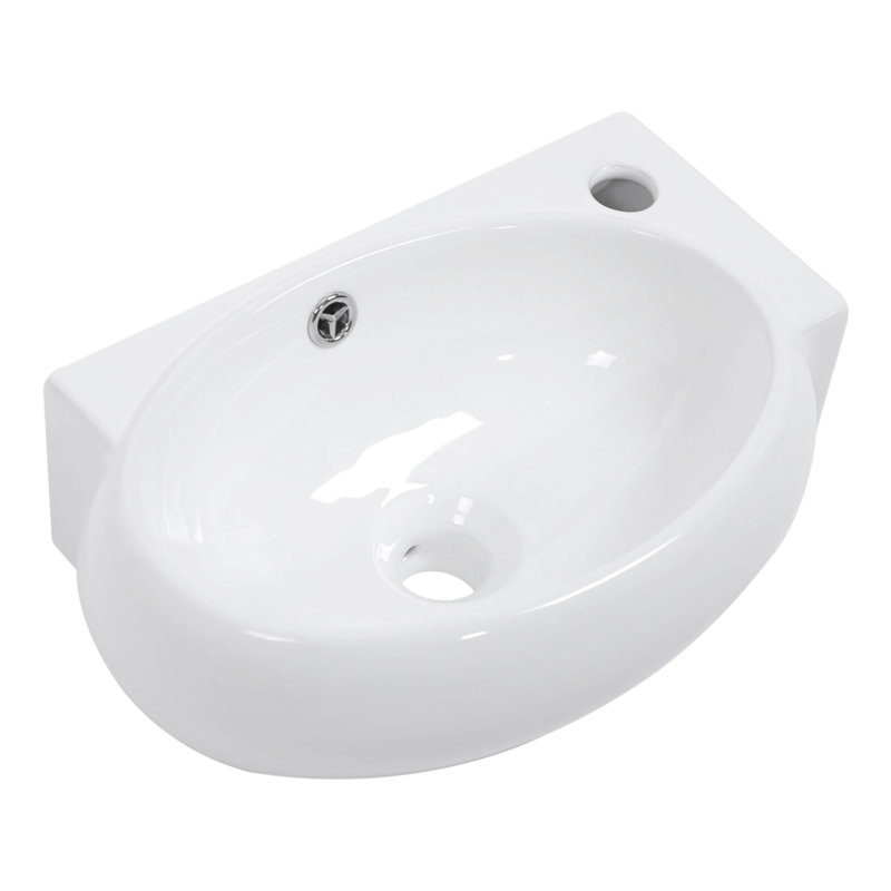 Lavabo de salle de bain mural rectangulaire en céramique 16 po x 11 po avec trou de robinet simple