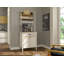 Coffee Bar Cabinet With MDF Doors, Shelves And Cup Hooks – 32" W X 83" H X 21" D – Cream / Oak / White-1177890070