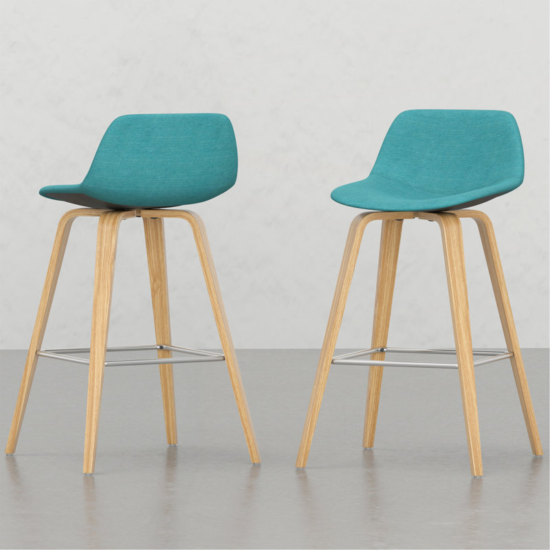 Harvard Bentwood Counter/ Bar Height Stool (Set Of 2), Aqua Blue Seat/ Light Brown Frame 