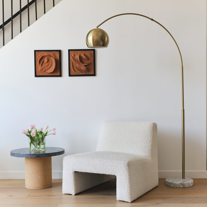 Adjustable Brass Arc Floor Lamp with Marble Base