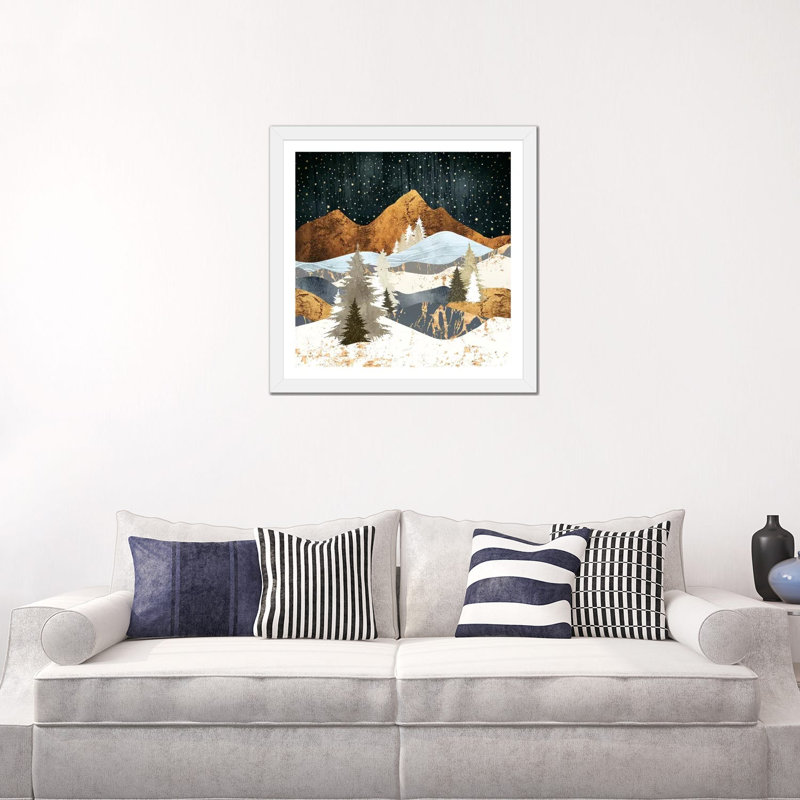 Étoiles d'hiver - reproduction d'impression, Blanc, H 24 po x l 24 po x p 1 po, Papier encadré blanc
