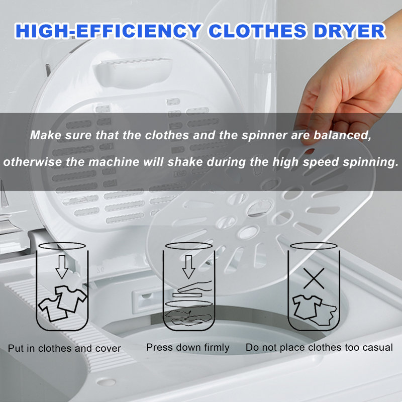 30Lbs High Efficiency Portable Washer & Spinning Dryer Combo 19Lbs Washer/11Lbs Spinner With Drain Pump, White