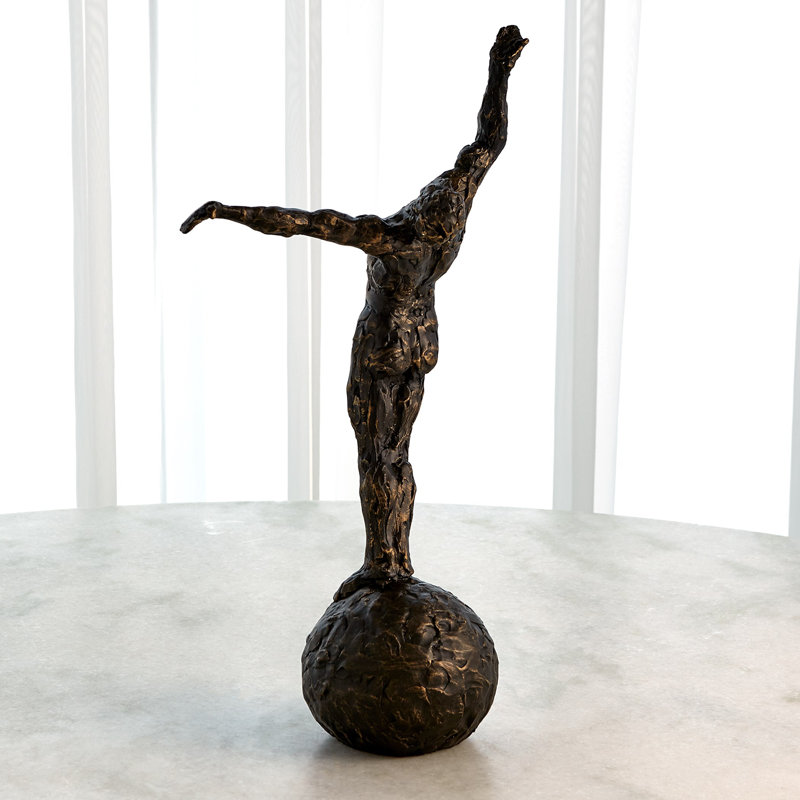 Bronze Cast Iron Sculpture with Gold Highlights