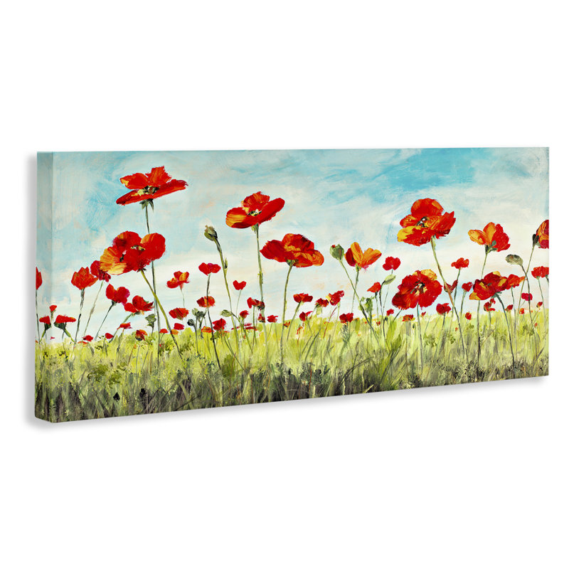 «Bright Red Poppies Meadow» par Julie Derice, H 13 po x l 30 po x P 1,5 po